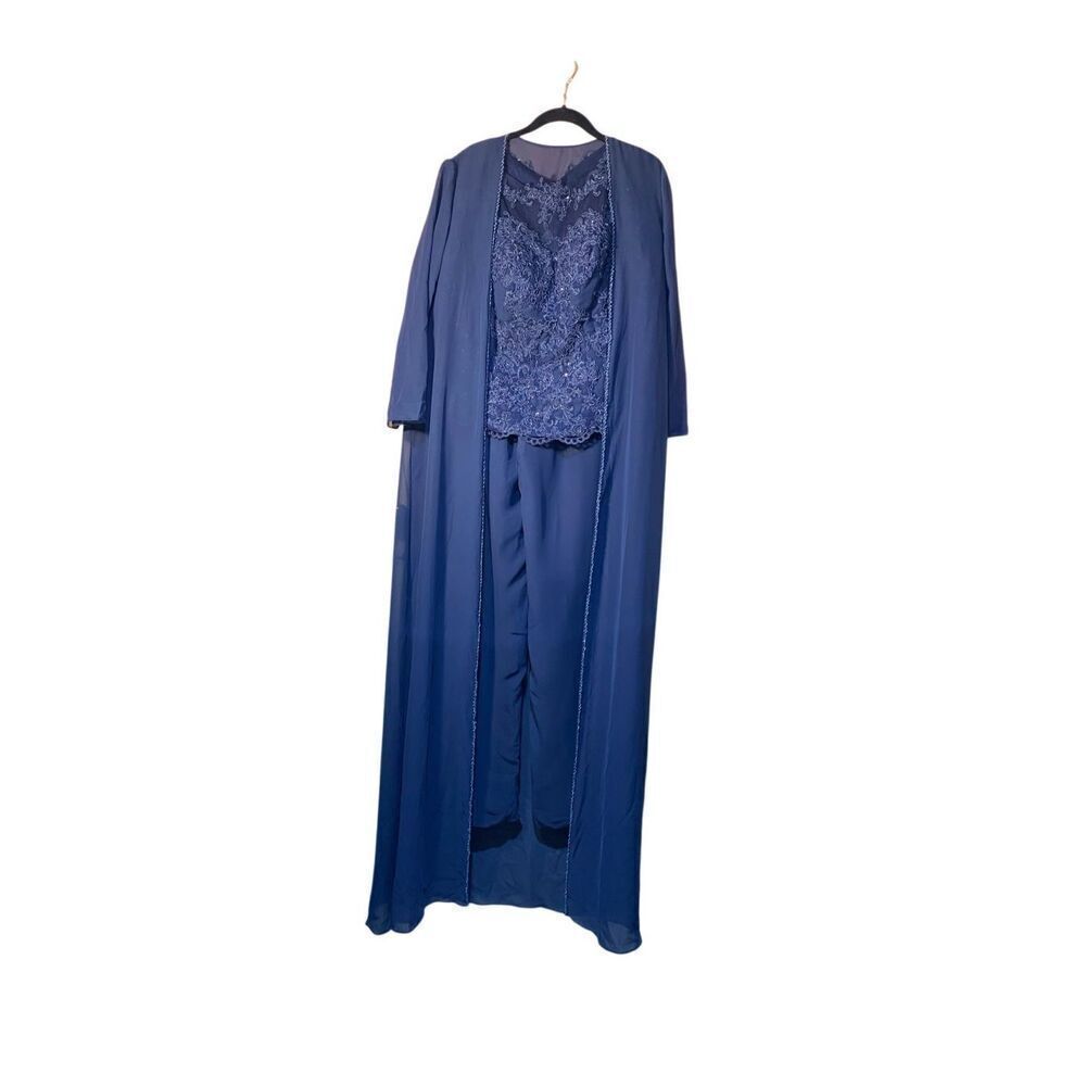 75 couture women’s three-piece top pants and duster eveningwear size small.